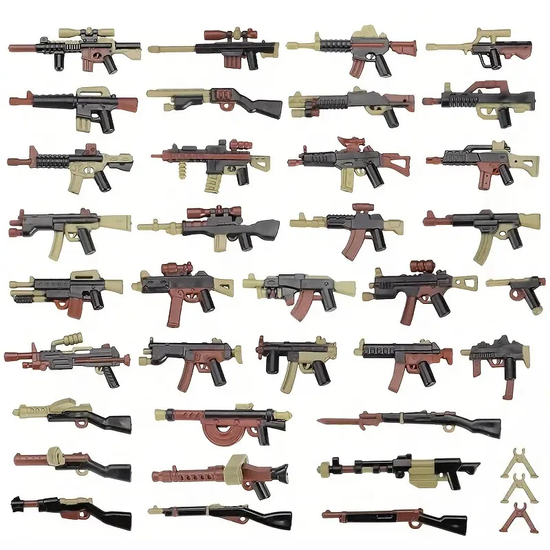 

Military Building Blocks Figurine Weapons Accessories Special Forces Equipment Printed Guns Bricks AK Bazooka Children's Toys