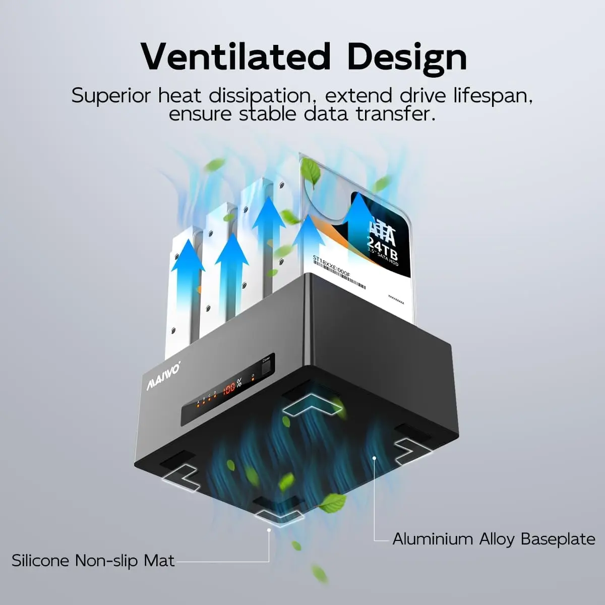 MAIWO 4베이 하드 드라이브 인클로저, 2.5/3.5인치 HDD SATA를 USB 3.0 외장 SSD/HDD 도킹 스테이션으로 변환, 오프라인 클론 기능 탑재