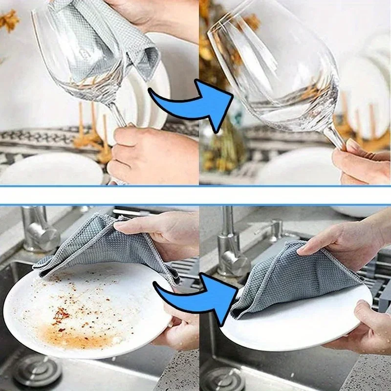 Magic Cleaning Cloth Fish Scale Glass Cloth Car Window Mirror Cleaning Cloth Traceless Reusable Suitable for Cleaning Kitchen Mi