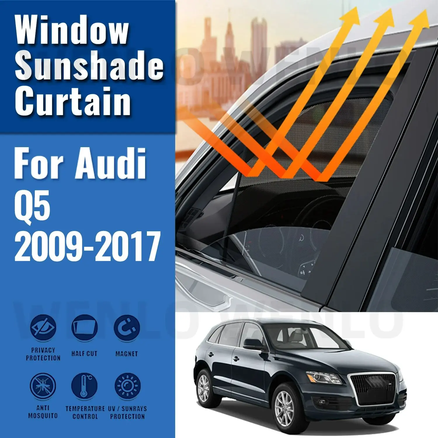 

For Audi Q5 8R 2009-2017 Car Sunshade Visor Front Windshield Frame Curtain Rear Baby Side Window Sun Shade Shield