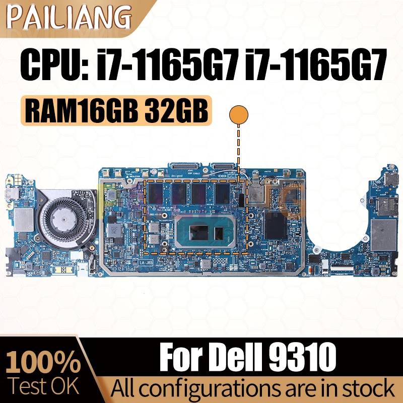 Материнская плата для ноутбука Dell 9310 материнская плата для ноутбука 0NVVG0 LA-J851P 32GB 16GB протестирована полностью