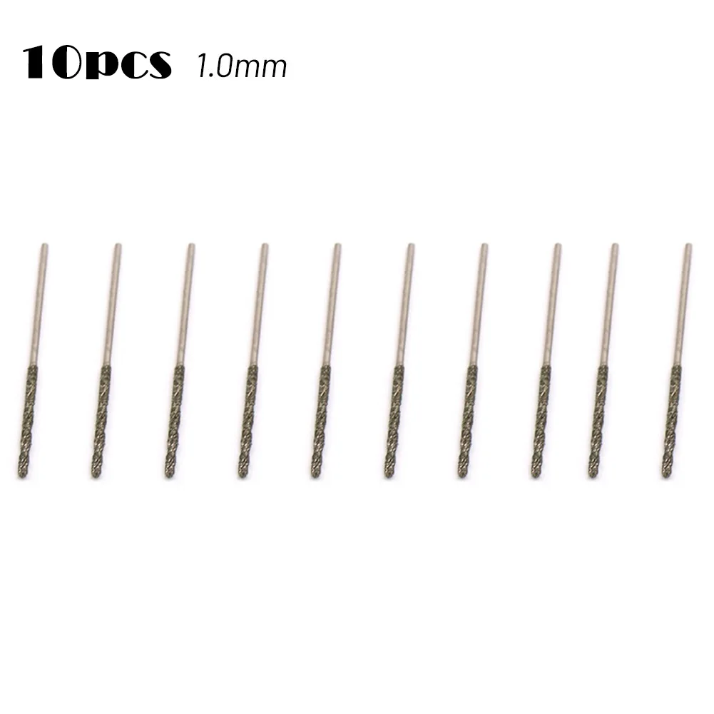 Diamond Coated Spiral Drill Bits 10Pcs 0.8/1/1.2/1.5/1.8/2/2.5/3mm For Glass Polishing Jewelry Gemstones