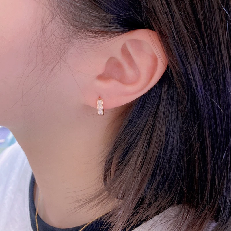 Aazuo 18K Solid White Gold Yellow Gold Rose Gold Real Diamonds 0.50ct Hook Earring Gifted For Women Advanced Wedding Party Au750