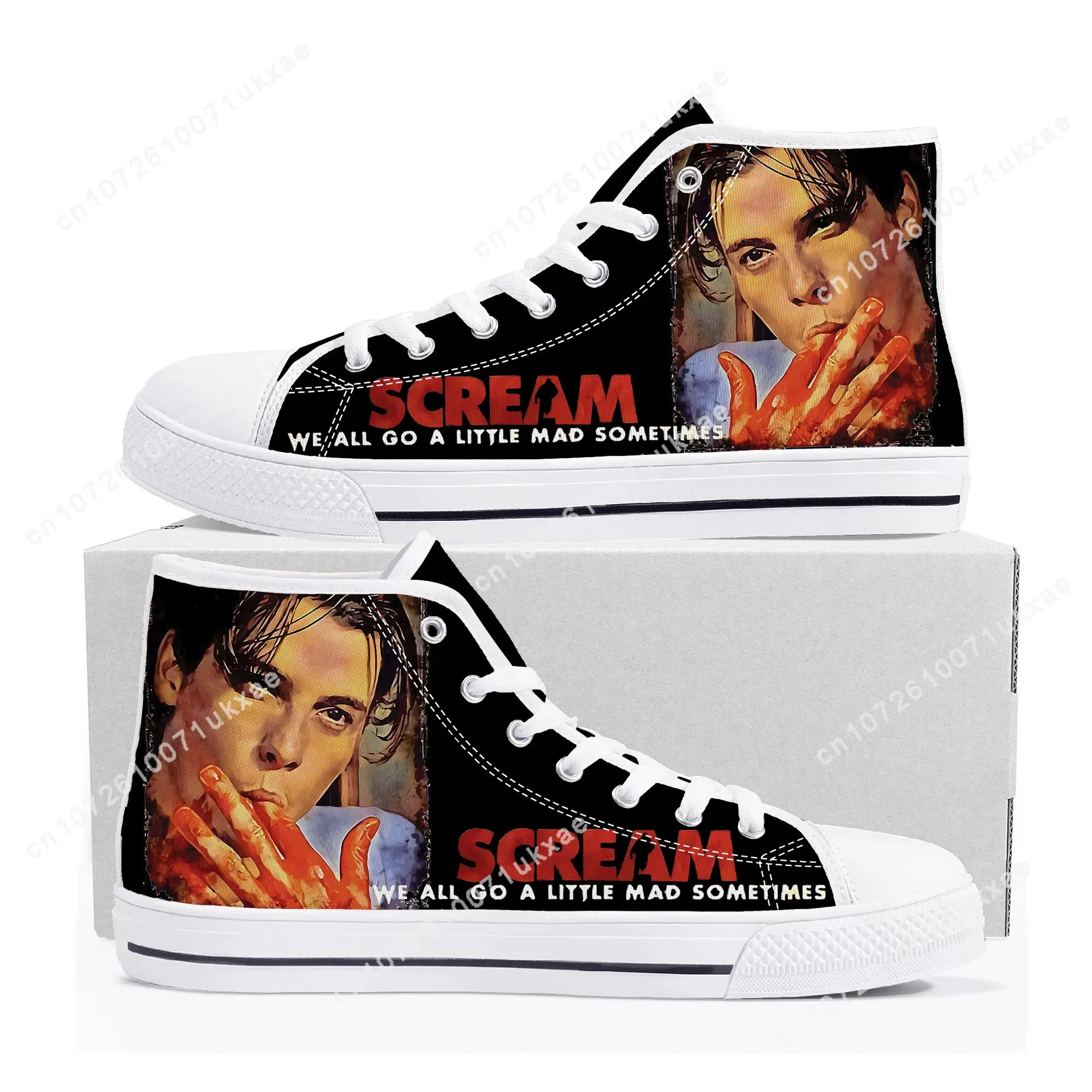 

Scream Movie billy Loomis Halloween High Top Sneakers Mens Womens Teenager Canvas Sneaker Casual Custom Shoes Customize Shoe