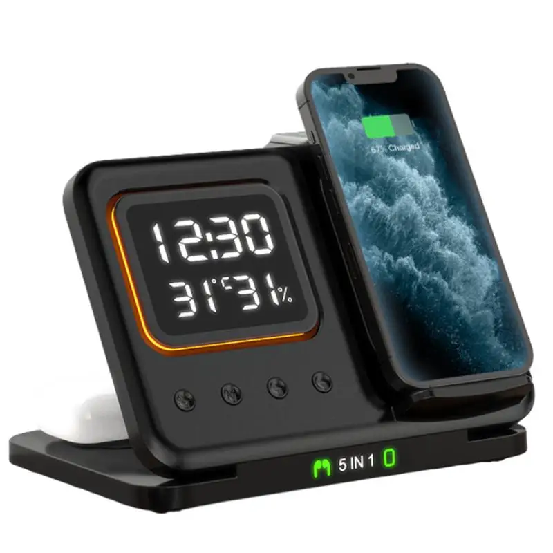 

15 Вт складное Беспроводное зарядное устройство TYPE-C интерфейсная подставка Док-станция с дисплеем температуры Быстрая зарядка для SamsungGalaxy