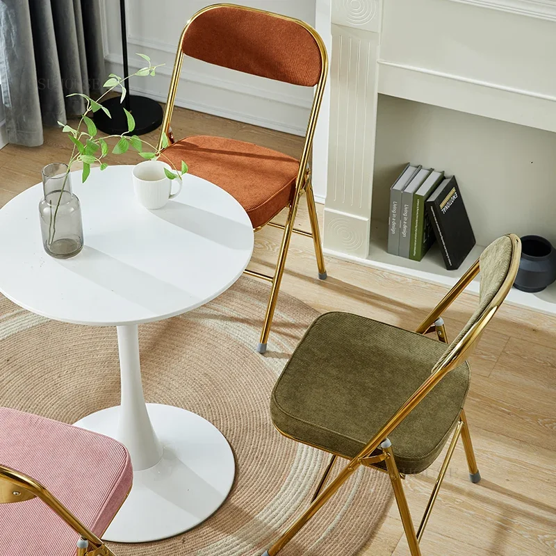 Retro Corduroy Dining Chairs Chairs for Kitchen Furniture Backrest Chair Neoclassical Design Creative Dining Room Folding Chair dining chair
