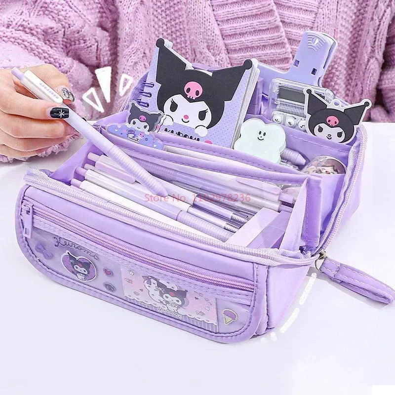 

Sanrio Kuromi Cinnamoroll Pachacco большой емкости, Стикеры для карандашей, блокнот для записей, гелевые ручки, набор канцелярских принадлежностей, школьные принадлежности для учащихся