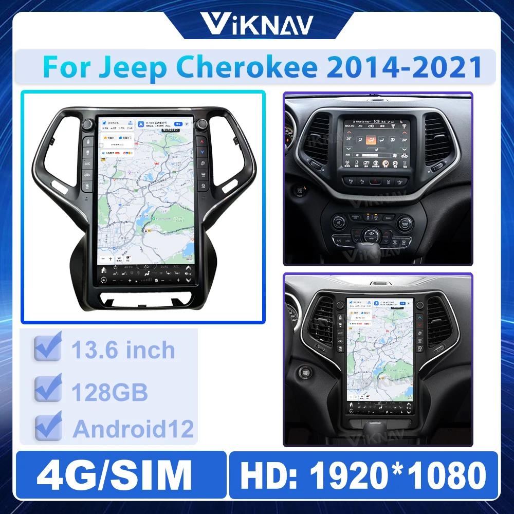

Android Auto Car Radio For Jeep Cherokee 2014-2021 Vertical Screen wireless Carplay GPS Navigation Multimedia player Head Unit