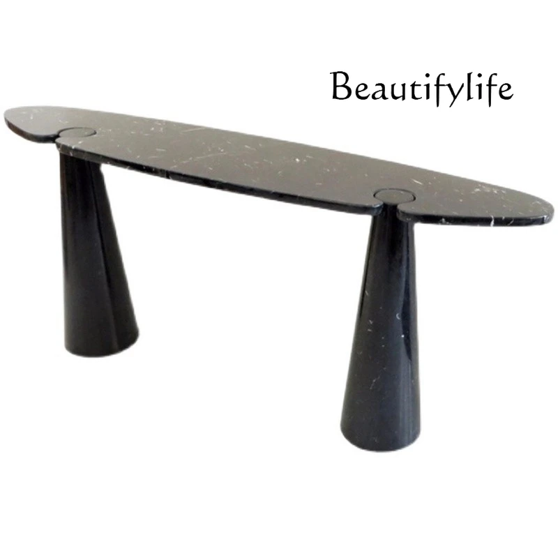 

Italian Natural Marble Porch Table Corridor Aisle Wall-Mounted Light Luxury Console Tables