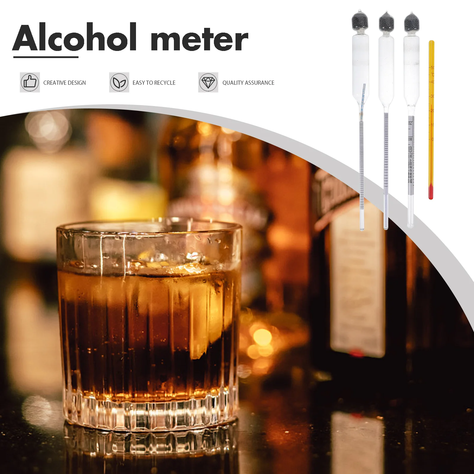 Alcohol Meter Brewing Kit Glass Hydrometer Paper Tester Thermometer alcohol tester