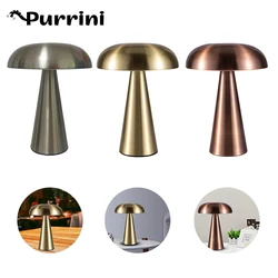 Nordic Portable Small Mushroom Table Lamp Usb Rechargeable Touch Dimming Eye Protection Led Night Light Bedroom Atmosphere