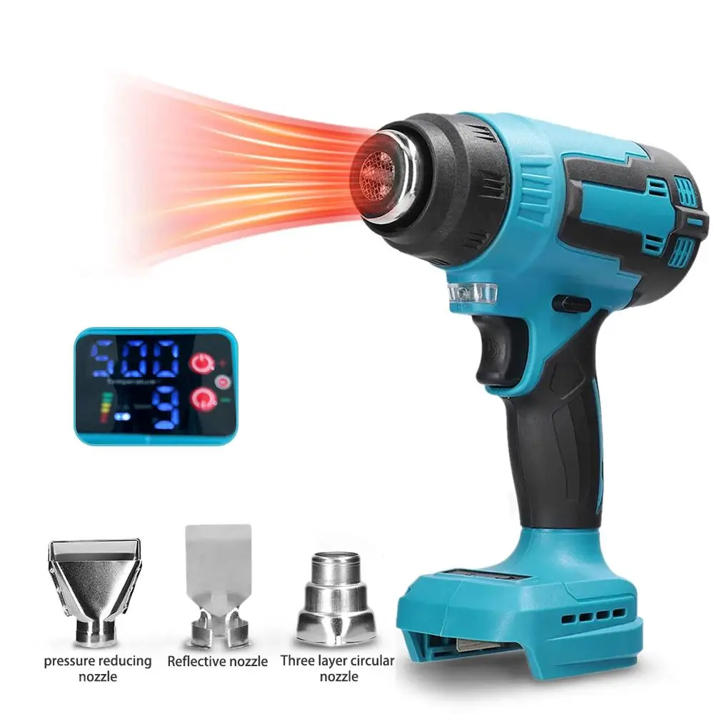 

Cordless Electric Digital Heat Gun 50-500 DegreesTemperatures Control Hot Air Gun 9 Gears Wind Force Adjustable for Makita 18V