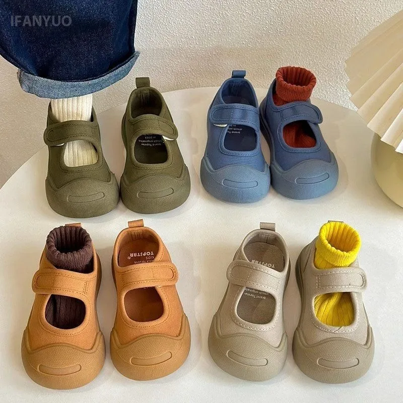 3-7Y Children's Shallow Mouth Canvas Shoes 2024 Spring Autumn Boys Girls' Skateboard Shoes Soft soled Kindergarten Indoor Shoes 4