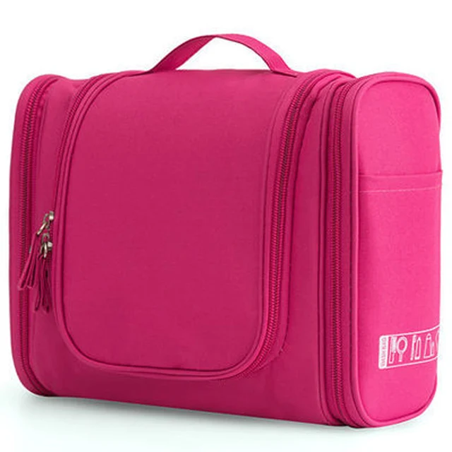 Waterproof Nylon Travel Organizer Bag Unisex Women Cosmetic Bag Hanging Travel Makeup Bags Washing Toiletry Kits Storage Bags pink