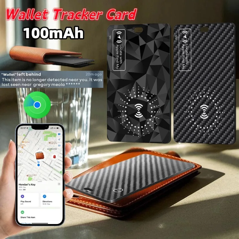 Wireless Charging Tracking Location Wallet Tracker Card Waterproof Work for Apple Find My App Anti-loss Smart Tag Wallet Tracker