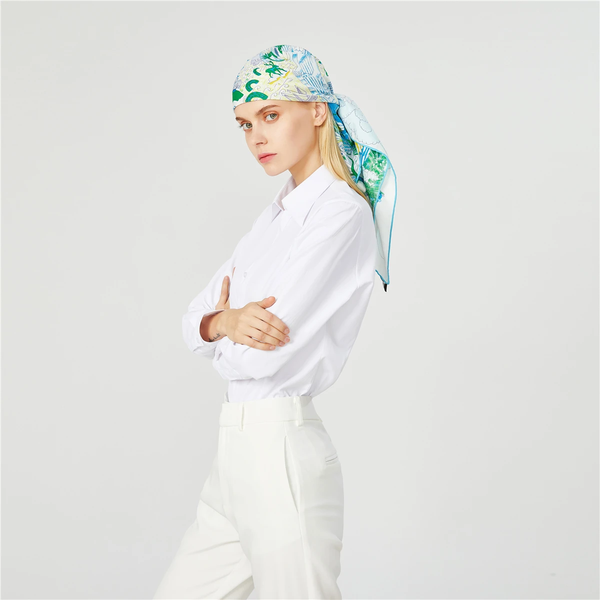 90cm Brand Hijab Scarf Women Bandana Handmade Curled Twill Silk Square Scarf "The universe disposition" Foulard Head Scarves 5