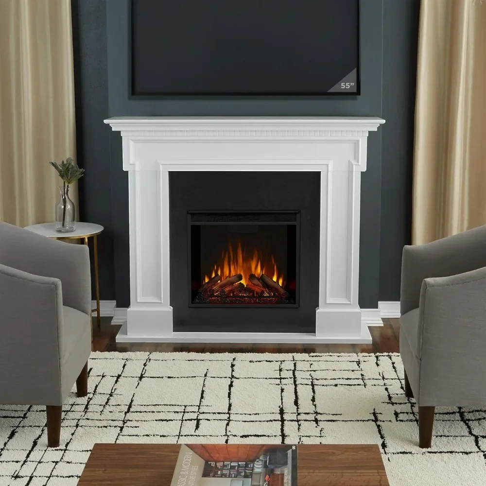 Thayer 55” Electric Fireplace with Mantel for Living Room or Bedroom, Replaceable Fireplace Insert Heater 6