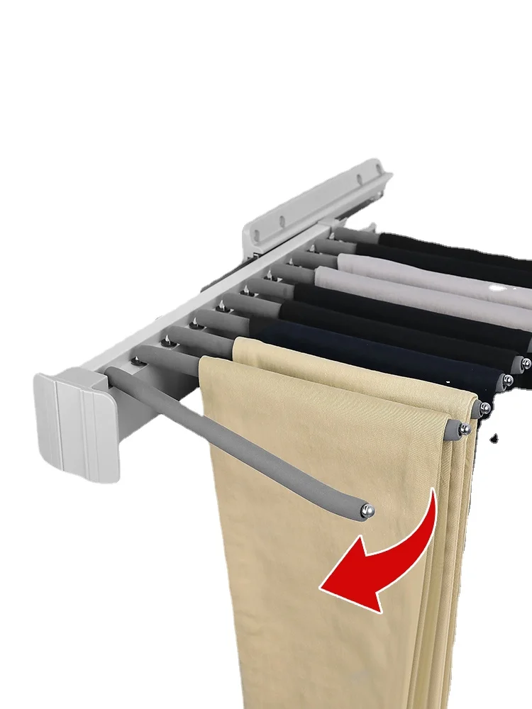 Yy Pull-out Wardrobe Built-in Pant Rack Retractable Slide Track Pants Stick Multifunctional