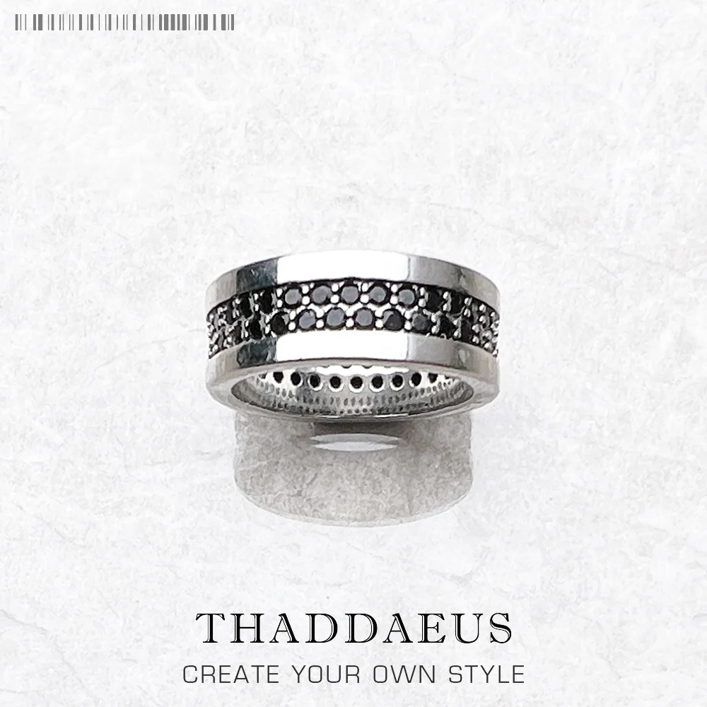 Cincin Band Zirkonia Hitam Klasik, Perhiasan Gaya Eropa Perhiasan