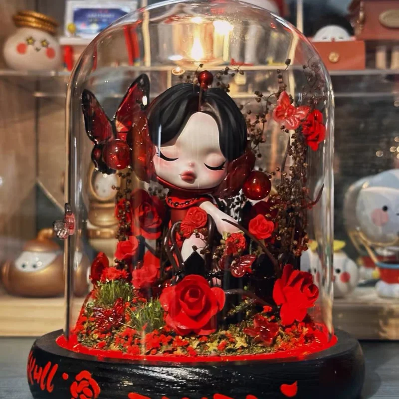 

9cm Anime Skullpanda Figure Kawaii Cute Ornaments Valentine's Day Figurines Home Decor Desktop Model Dolls Gilrs Gift Model Toys