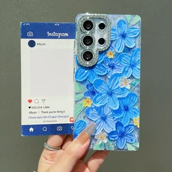 Sparkling Diamond Glitter Sequins Butterfly Flowers Soft Silicone Bumper Protection Cover - Galaxy S23 Ultra (A01)