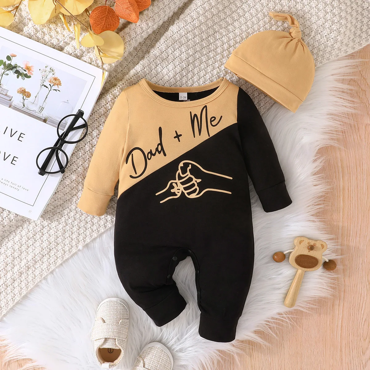 

2 Pcs Newborn Baby Romper For 0-18M Organi2 Pcs Newbc Cotton Baby Jumpsuit + Hat Autumn Spring Long Sleeve Baby Boy Girl Clothes