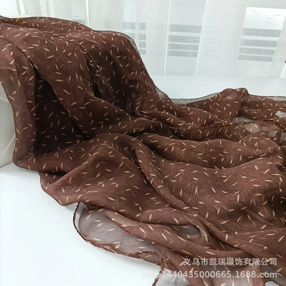 Crepe Georgette Scarf Vintage Polka Dots Light Breathable 180*70cm Summer Foulard Soft Beach Towel Kerchief Head/Hair Scarve