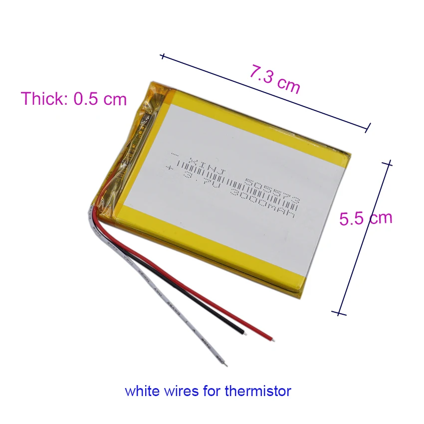 3.7V 3000mAh 11.1Wh Li-Polymer Battery NTC Thermistor 3 Wires JST 3Pin 2.0mm Connector For GPS DashCam Tablet PC