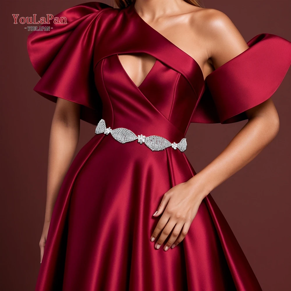 TOPQUEEN Sparkling Rhinestone Belts for Bridal Dress Wedding Party Accessories Moroccan Woman Belt Pearls Waist Decoration SH478