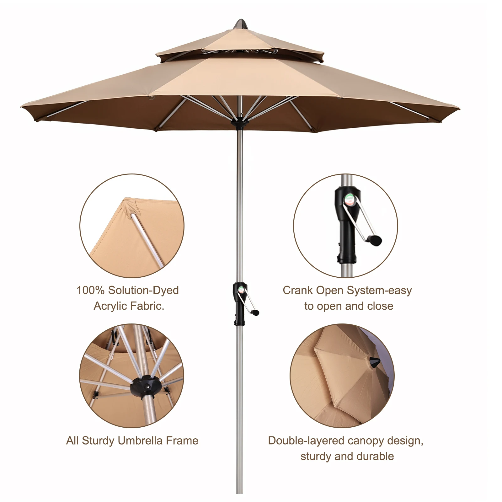 Polyester Outdoor Patio Umbrella with UV Protection for Garden Pool Deck