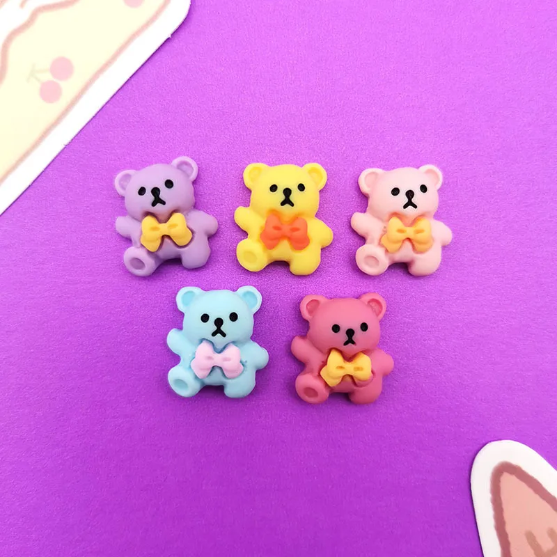 

10pcs Mini Kawaii Bear Resin Flatback Charms Cabochons Embellishments for DIY Ornament Crafts Scrapbook Jewelry Hair Making A02