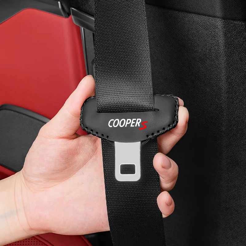 Car Seat Belt Buckle Cover Leather Protector Anti-collision Case 2pcs for BMW Mini Cooper Works R55 R56 R50 R53 R60 R61 F54 F55 seat belt covers seat belt protector
