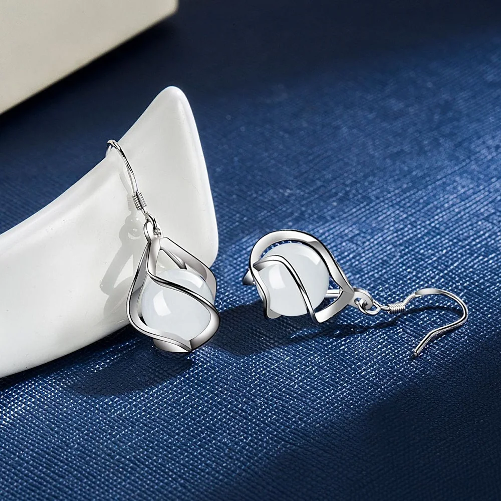

New fashion 925 Sterling Silver charm drop earrings for women luxury party wedding accessories jewelry Christmas gifts