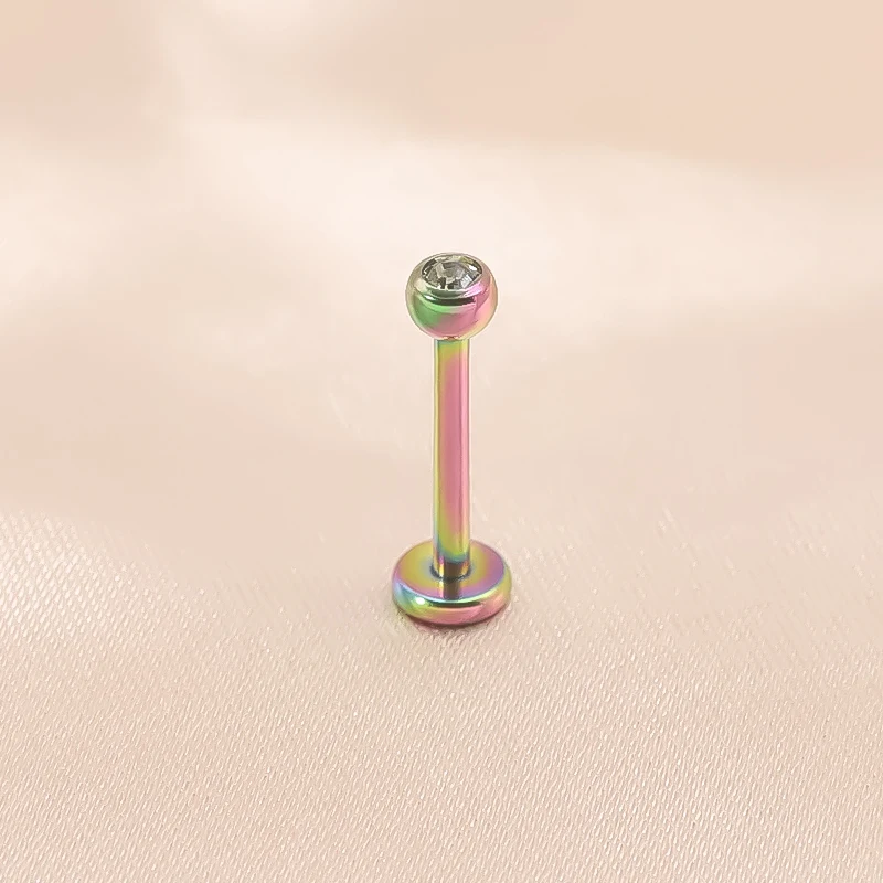 16G G23 Titanium Piercing Labret Stud Monroe Lip Ring Internally Threaded Crystal Cartilage Tragus Helix Conch Earring For Women 