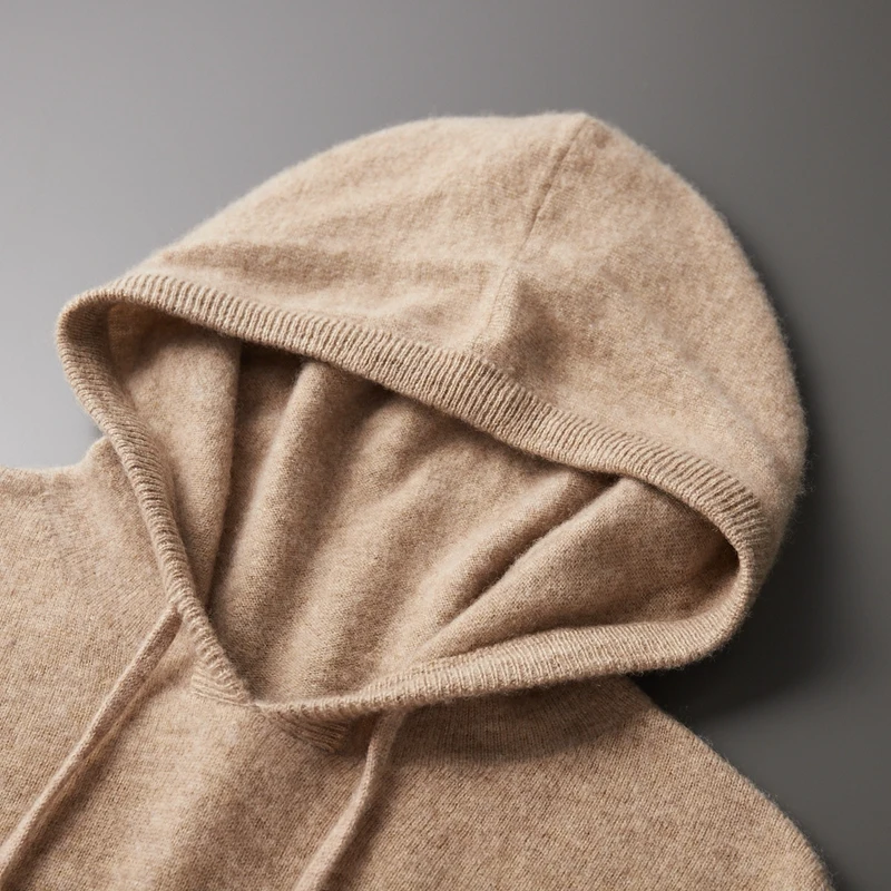 Men's female cashmere One-piece ready-to-wear Hoodie 100% Merino Wool Knitted Sweatshirt Autumn Winter Casual Large Top Long 5