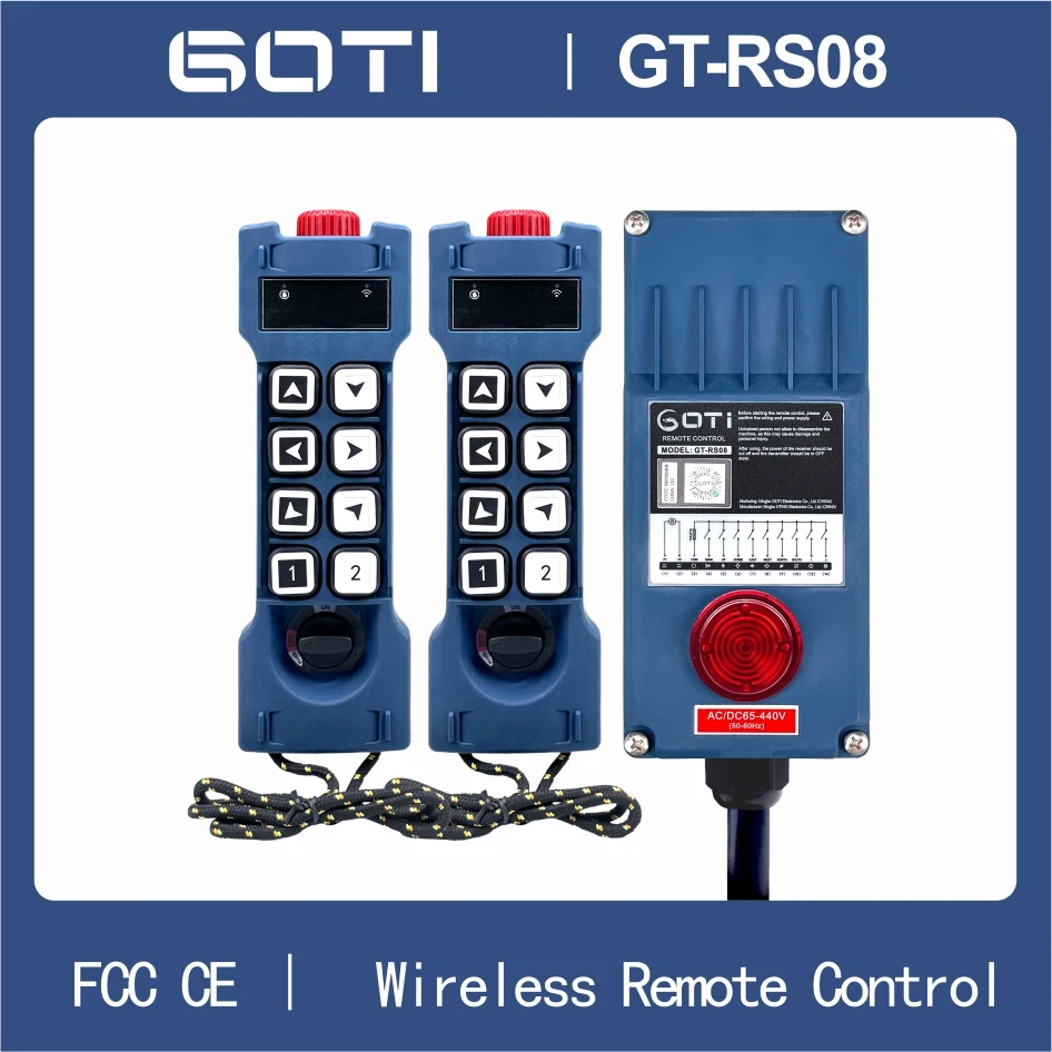 

GT-RS08 Industrial Wireless Crane Hoist Remote Control 2T1R 8 Single-speed Channel GOTI 12V 36V 48V 220V 230V 110V 380V 440V