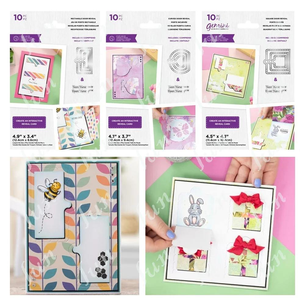

Metal Cutting Dies Clear Stamps Sets for Diy Geometric Door Reveal Craft Supplies Making Greeting Paper Card Scrapbooking Molds