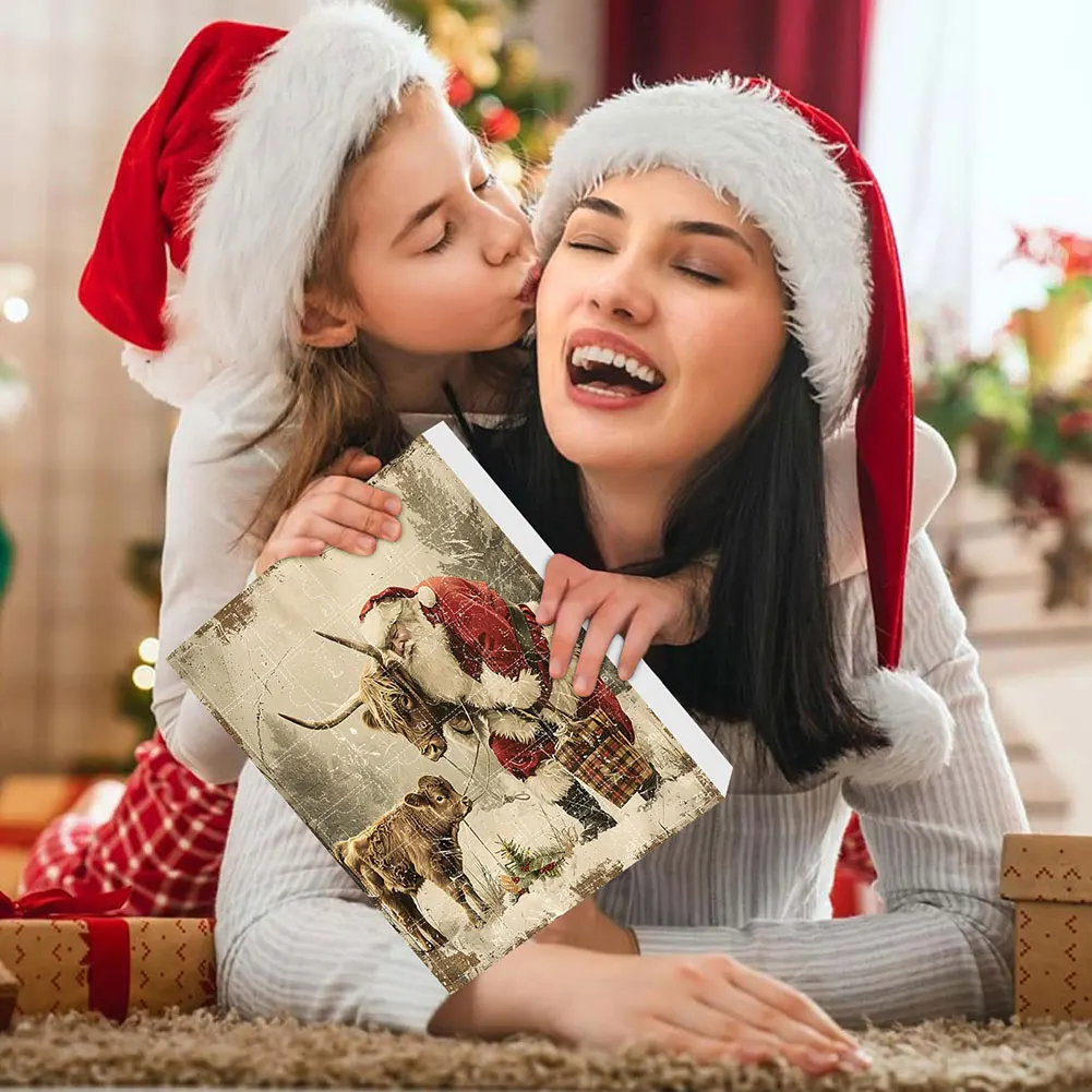 2024 Holiday Advent Calendar Collectible Funny Cow Set Cow Ornaments Acrylic Cartoon Highland Cow Hanging Decorations Home Decor