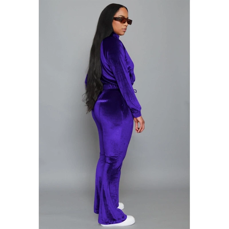 

Track Suits for Women Set 2 Piece Sweatsuits Outfits Long Sleeve Zipper Cropped and Wide Leg Pants Sets