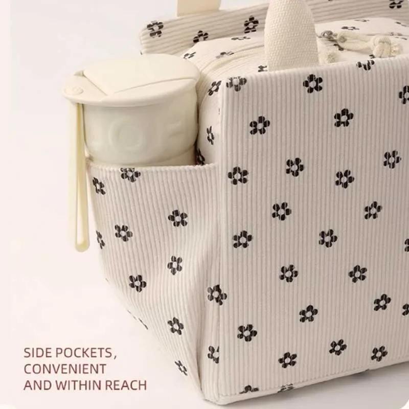 Corduroy Lunch Bag Thermal Insulation Lunch Box Storage Handbag Multifunctional Kid School Cooler Bag Picnic Food Pouch сумка