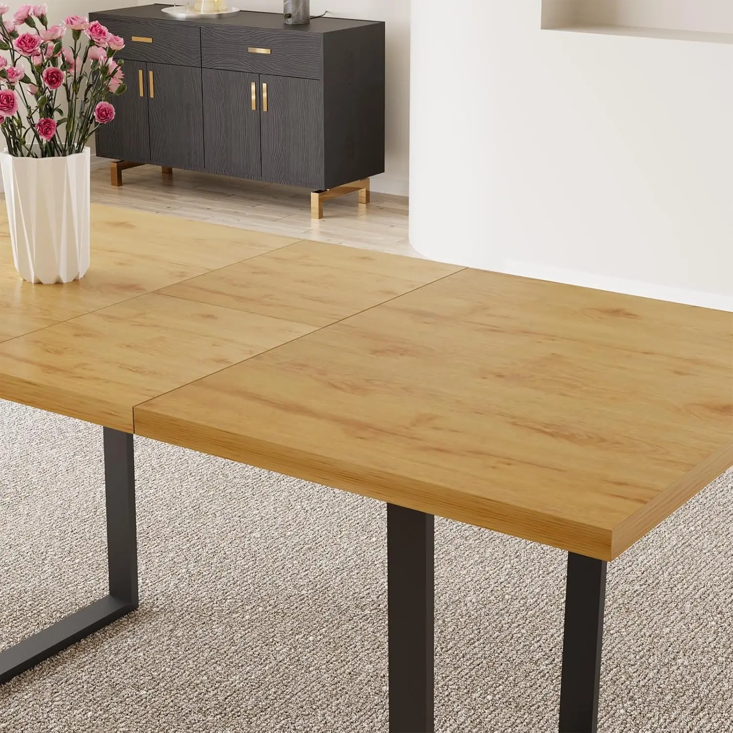 Description Picture 4 of itemDining Tables, 6-8 People Kitchen Dinings Room Table Set Extendable Wood Dinings Table and 6 Upholstered Chairs, Dining Tables