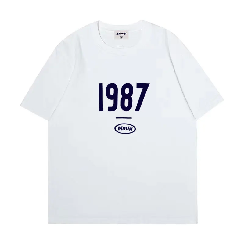 

2024 summer new Hot figure 1987 print cotton high-quality men's and women's T-shirts Fashion casual shopping shirt short sleeve