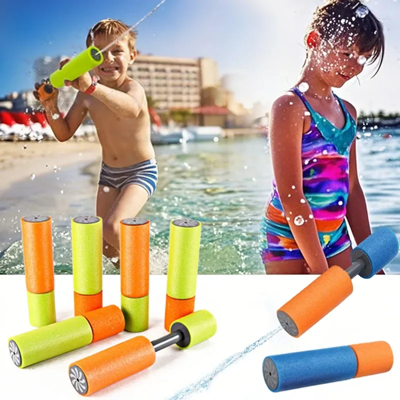 Juego de 6 pistolas de espuma EVA para niños, lanzador de agua portátil, cañón de agua para niños, juguetes para la playa, la habitación del bebé y el baño._voghion.com