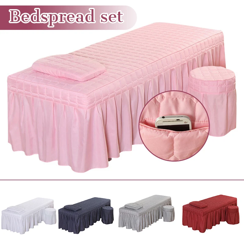 Beauty Salon Bed Sheet Salon Thick Quilting Mattress Brief Beauty Bed Skirt Bedspread With Face Hole Body Massage SPA Bed Cover 2