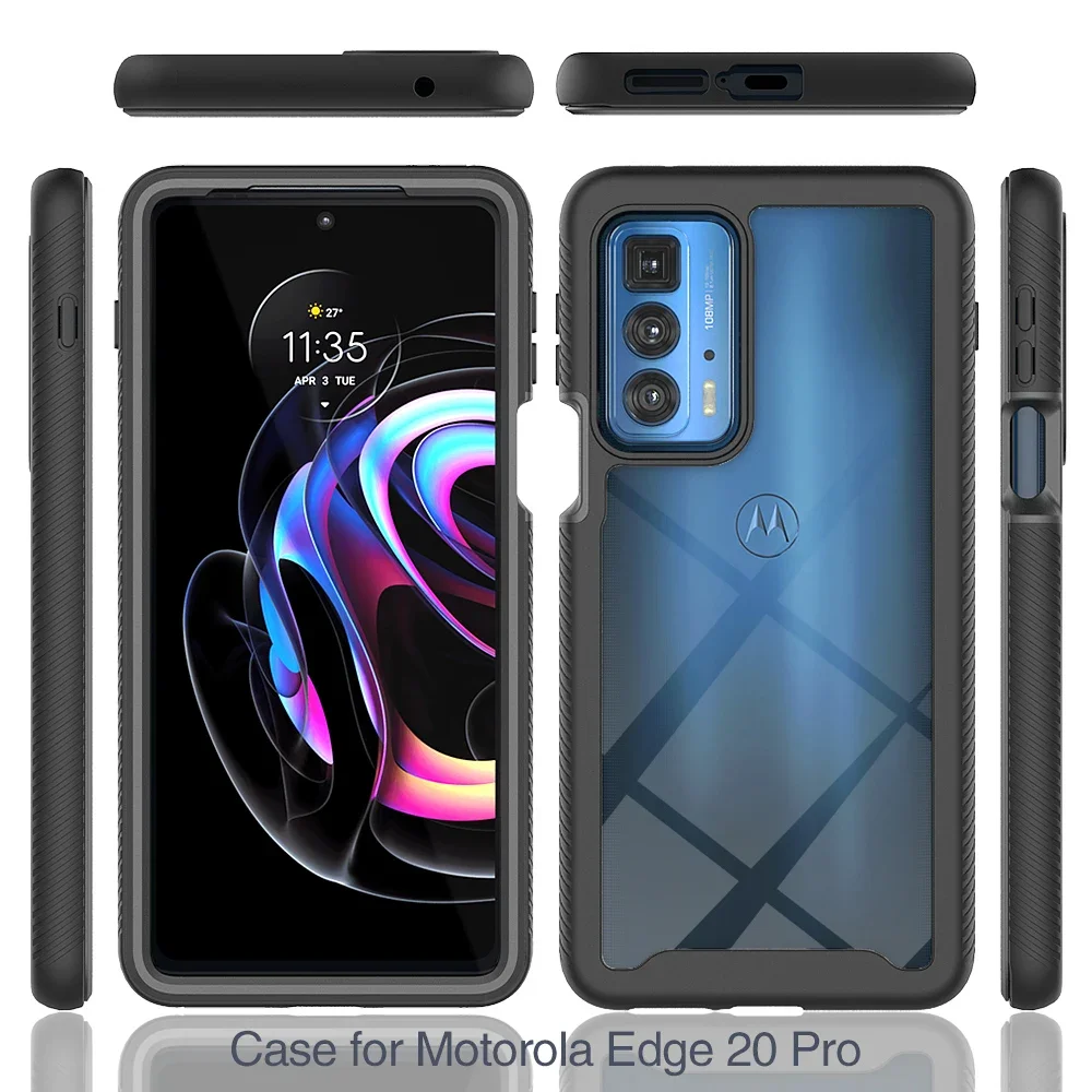 Rugged Armor Shockproof Case with TPU Frame and Transparent Back Cover