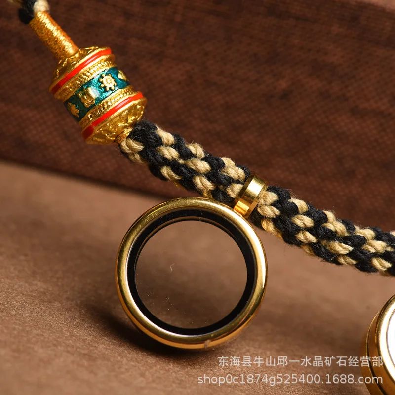 티베트 자키 사원 에스닉 스타일 펜던트 로프 팔찌, Regong 핸드 페인트 틈새, 부처님 Thangka 조각상