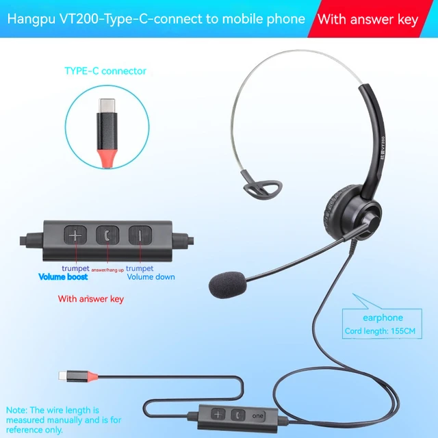 Hands-Free Call Center Office Noise Cancelling 3.5Mm Type C Usb Crystal Plug Headset Headphone Clear Sharp Voice Communication - Image 5