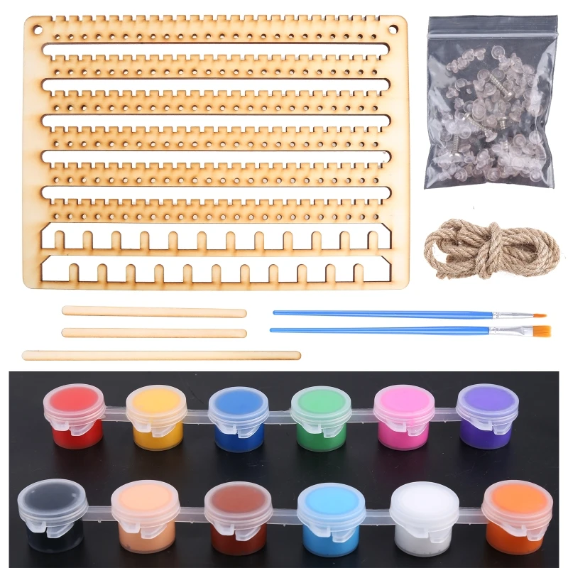 Wooden Hanging Jewelry Wall Mounted Necklace Earrings Display Stand Ear Studs Holder Storage Rack Home Decoration 37JB
