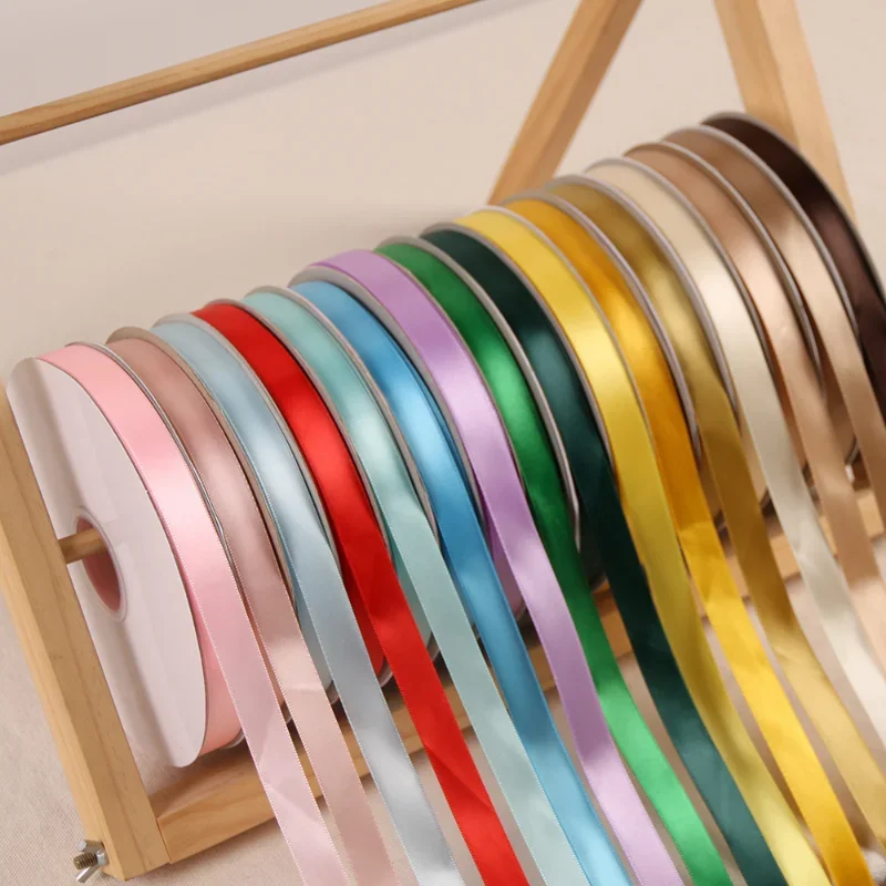 새틴 리본 공예 용품, 웨딩용 바느질 액세서리, 수제 리본 선물 포장, 롤 당 100 야드, 6mm, 10mm, 15mm, 20mm, 25mm, 40mm