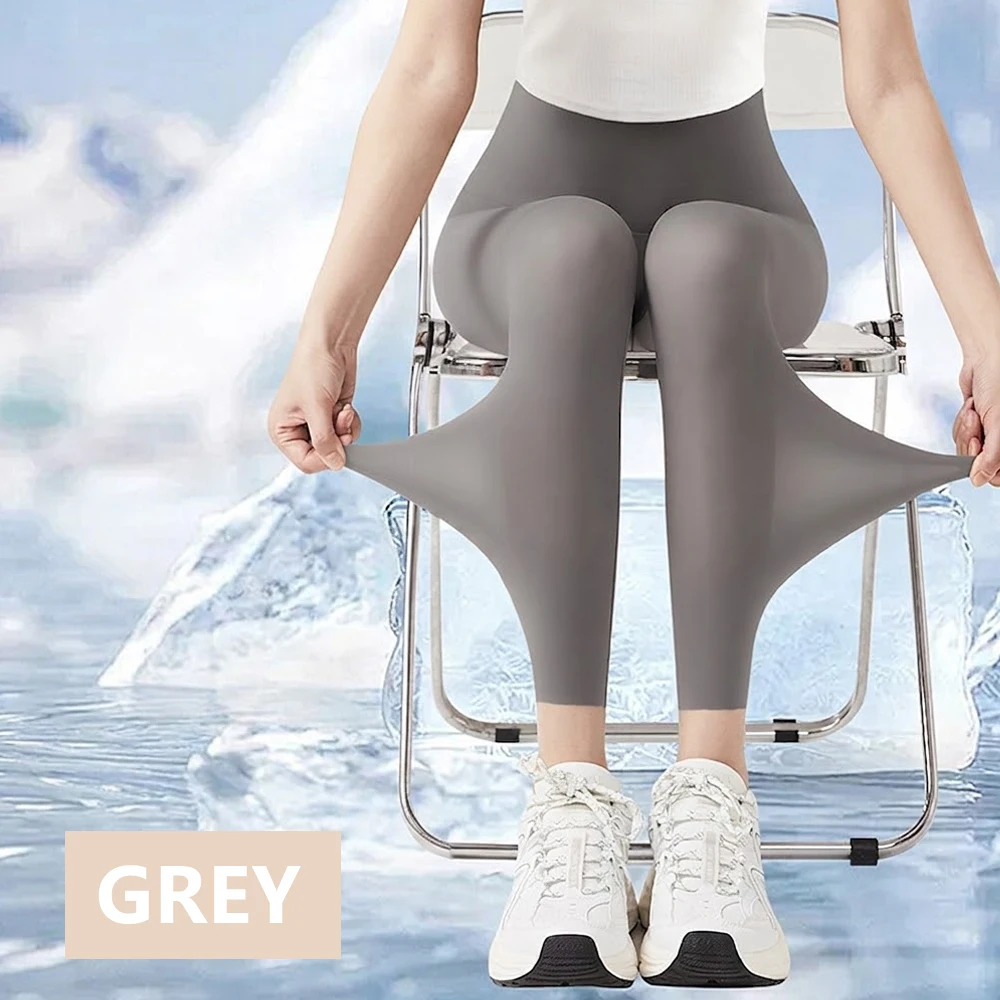 Ultra Thin Translucent Capri Leggings Seamless Shaping Tights Stretchy Sports Pants Sheer Skinny Trousers for Women